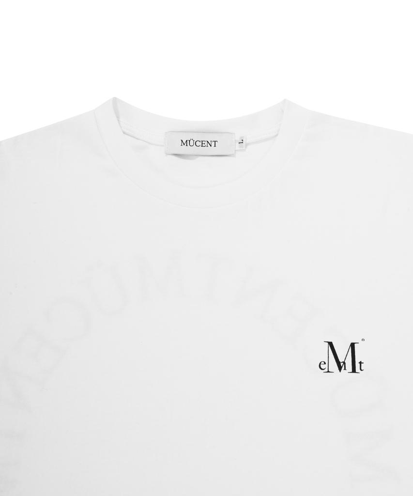 MUCENT Signature Back Round Logo Loose Fit Short Sleeve T-Shirt (White)