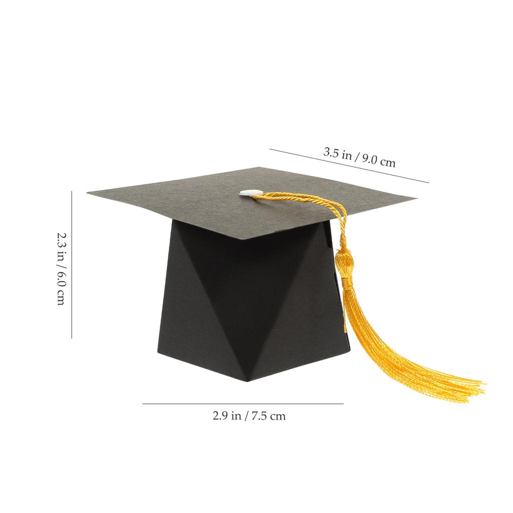 50Pcs Graduation Cap Shaped Cardboard Candy Holder Easy Assembly Graduation Party Favor Box Multi Function Gift
