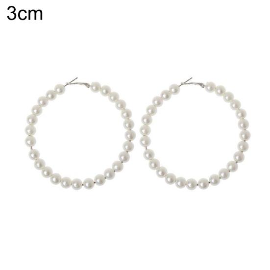 Lucky Jewelry Elegant Lady Faux Pearl Big Circle Dangle Hoop Earrings Statement Gift