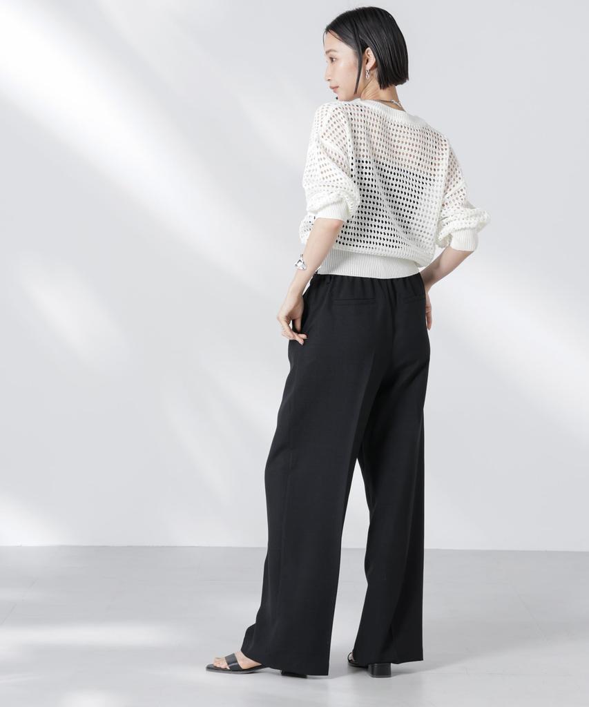 Nano Universe Tuck Easy Center Press Straight F Women's Pants, 010, Black, 673-5227300