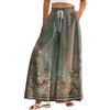 Women's Palazzo Pants Boho Floral Wide Leg Trousers Summer Beach High Waisted Flowy Pants With Pockets