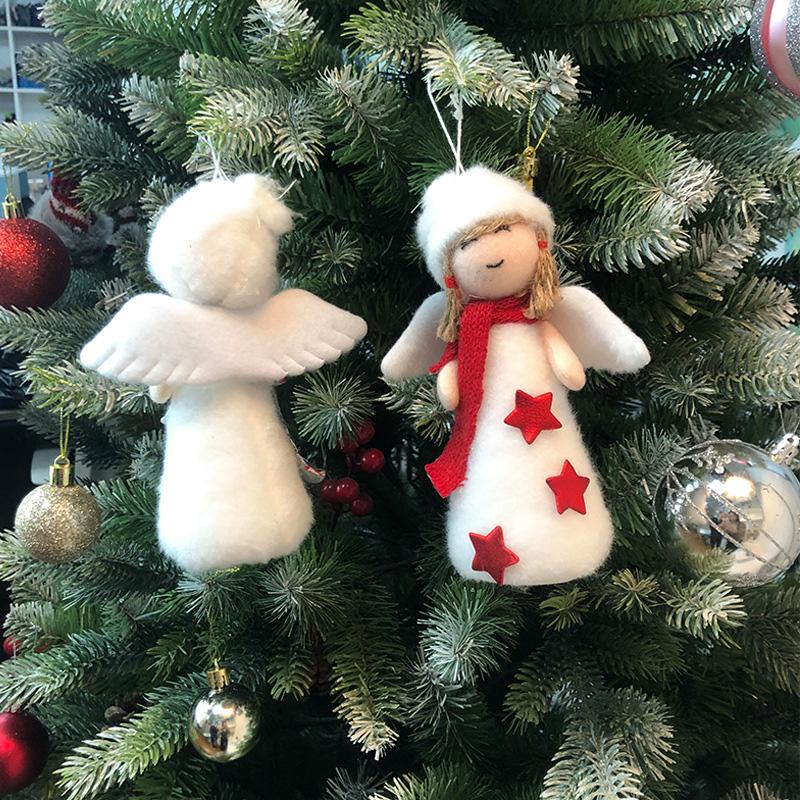 Christmas Tree Decoration Set Plush Girl Christmas Golden Ornaments Angel Xmas Party Keychain Santa Claus Snowman Hanging Decor
