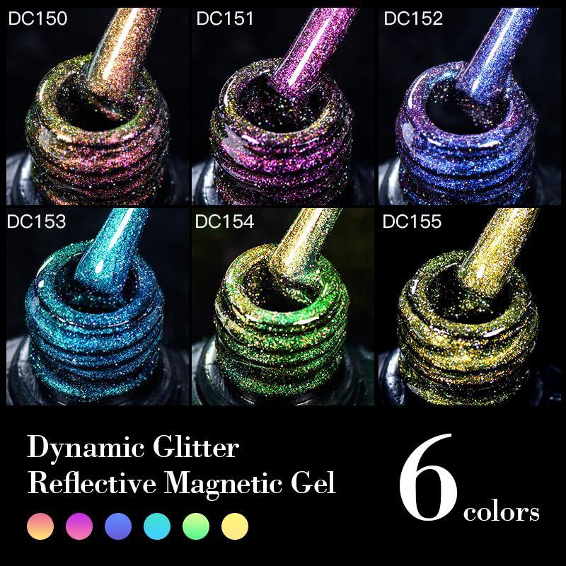 Mtssii 7ML Reflective Dynamic Cat Eye Magnetic Gel Nail Polish With 2 Different Color Magnetic Effect Semi Permanent UV LED Gel 1Bottle