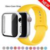 Стекло+Чехол+Ремешок Для Apple Watch ремешок 46мм 45мм 44мм 41мм 40 38мм Силиконовый ремешок для часов браслет iWatch серии 10 9 8 7 6 5 4 3 SE