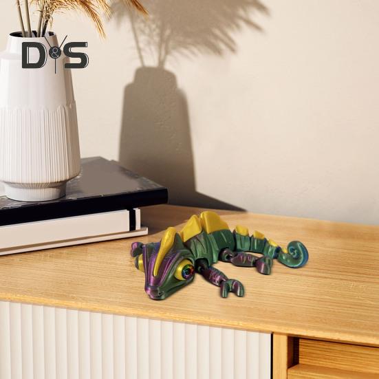3D-печатная фигурка хамелеона, подвижные глаза, мини-фигурка ящерицы, шарнирная модель животного, игрушка, украшение для дома, офиса, книжной полки, рабочего стола