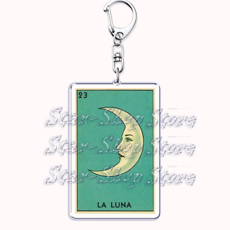 Popular Culture Halloween Tarot Card Keychains for Accessories Moon Luna Death Keyring Jewelry Fans Lovers Friends Reader Gifts