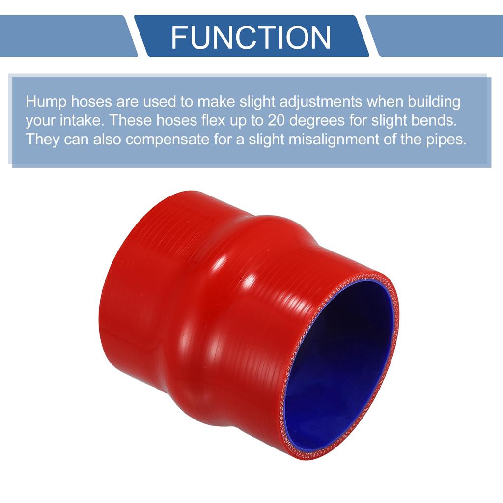 X AUTOHAUX 1pcs 80mm/3.15" 102mm/4.02" Length Red Blue Car Silicone Hose Hump Hose Hose Universal