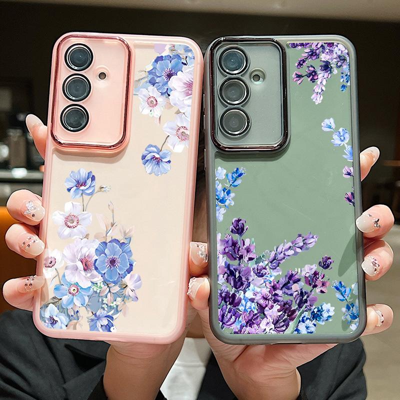 Чехол из мягкого ТПУ с цветочным узором для Samsung Galaxy S25 S24 Ultra S21 S23 S24 FE A56 A55 A54 A15 A16 A25 A35 A36 A53 5G