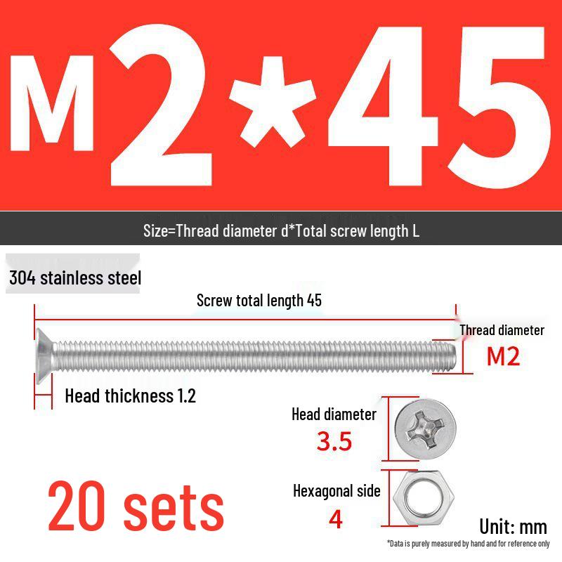 Набор Extra Long Phillips Flat Head Винтов и Гаек из Нержавеющей Стали 304 (2М, 3М, 4М)