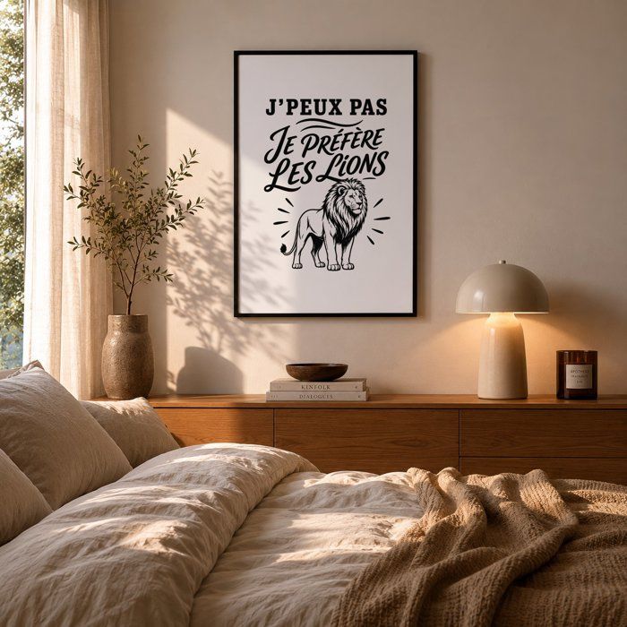 Poster J’peux pas je préfère les Lions J'peux pas minimaliste | Affiche Papier Photo 310 g Finition Perlée Format Taille A3