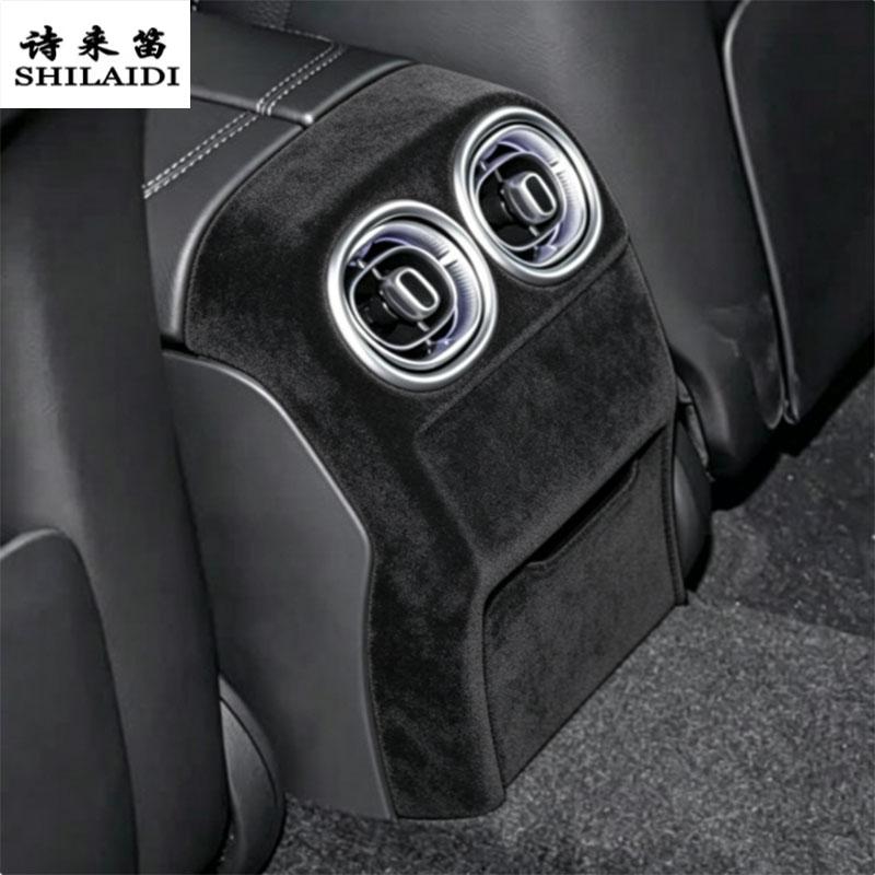 Suede For Mercedes Benz C Class W204 W205 W206 2007-2026 Car Rear Air Vent outlet Anti-Kick Cover Stowing Tidying Armrest Trim
