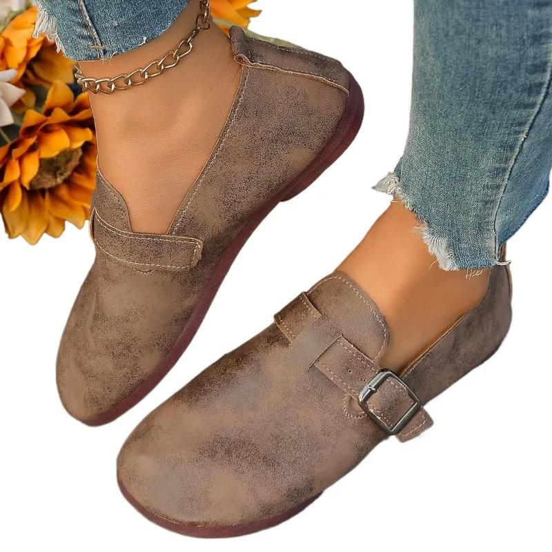 Мода 2025 Лето Горячая Распродажа Женские Балетки с Мягкой Подошвой и Круглым Носком Классика Пряжка Уличные Балетки для Женщин Повседневная Обувь Большого Размера Zapatos