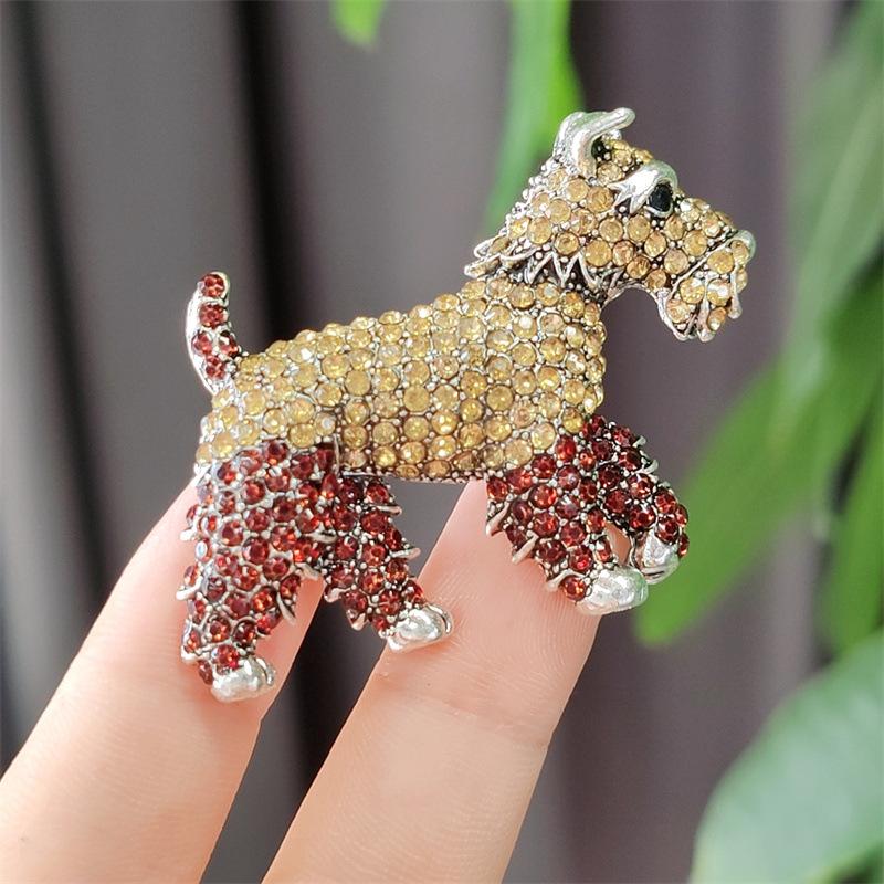 Французская брошь Niche Design Sense New Animal Милая маленькая брошь в виде щенка с бриллиантами для мужчин и женщин