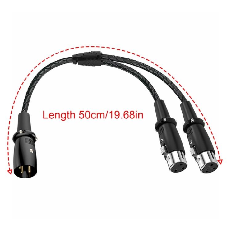 Y-разветвитель XLR 3-контактный, двойной разъем "мама", 50 см, медные жилы OFC для чистого звука, передача аудио, микрофонный кабель