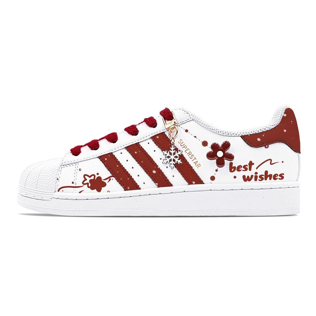 adidas Оригинальные SUPERSTAR Нескользящие Износостойкие Низкие Кеды для Скейтборда Унисекс Белый Красный EG4958(Team88-S-BOX)