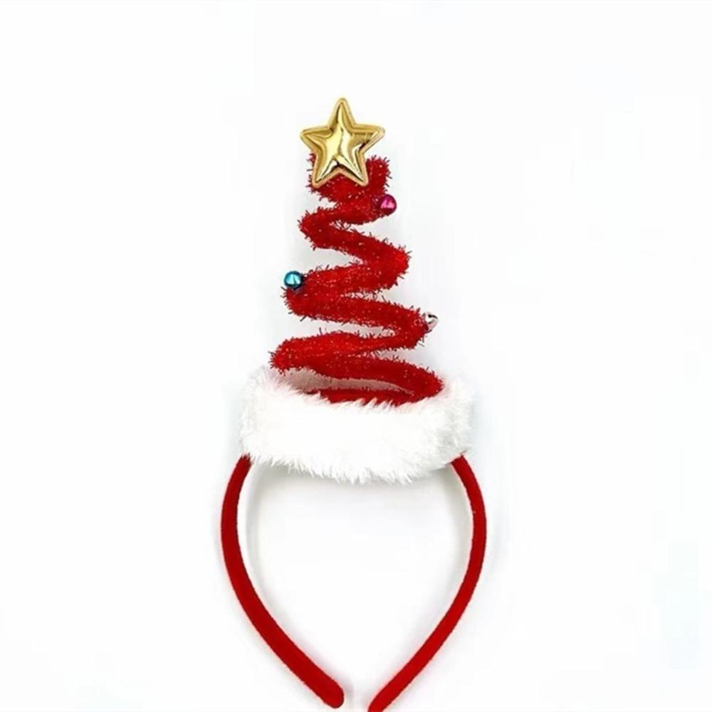 2025 Spring Christmas Headband Fluffy Bells Christmas Tree Hair Hoop Happy New Year Hair Clip Children Headwear Noel Supplies