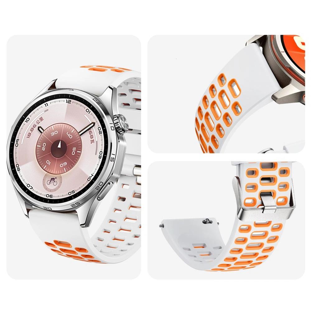 Universal Silicone Strap 22mm, White/Orange