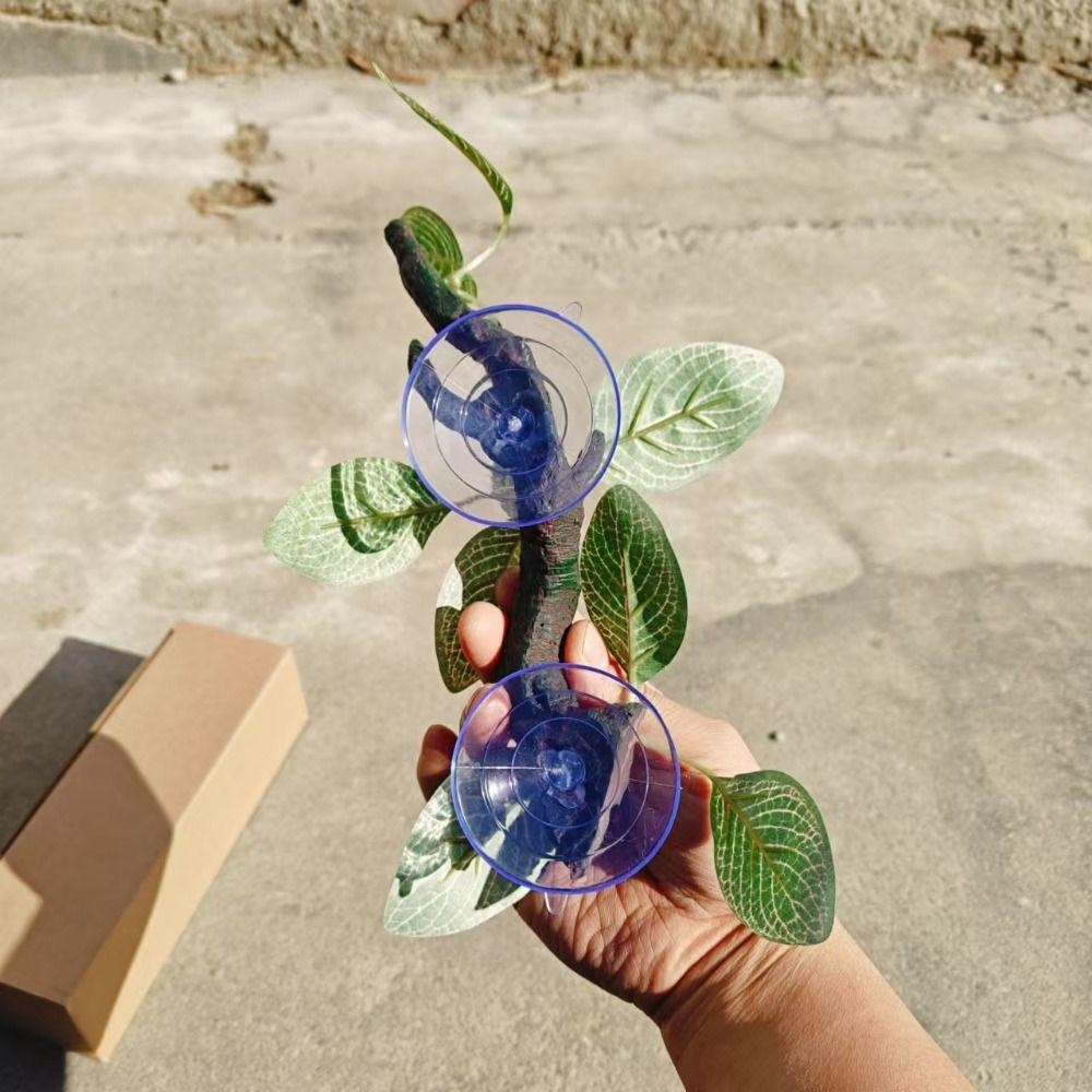 Suction Cup Gecko Plant Ornament Resin Terrarium Plant Decoration Reptile Climb Tree Branch Lizard