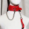 Jiuai SM Leather Collar & Metal Chain Leash - Fun Alternative Adult Sex Toys for Couples