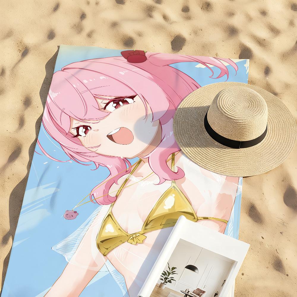 VTuber R-Rosemi Lovelock Полотенце Спортивное Быстросохнущее Туристическое Снаряжение для Кемпинга Песозащитное Мягкое Легкое Большое Пляжное Полотенце