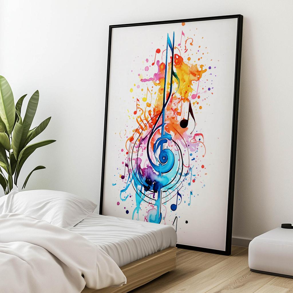 Colorful Treble Clef Colorful Treble Clef, 70X100 Cm, Gold Aluminum Frame, 230 Gsm Matte Paper