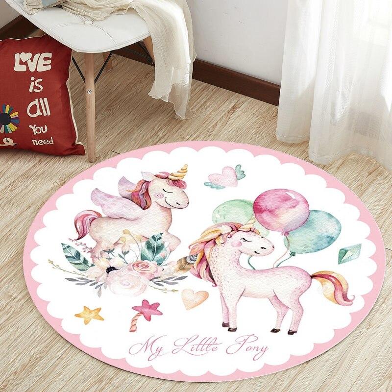 Северная Европа Фламинго Единорог круглый ковер мультфильм гостиная спальня дети играют ковер стул подвесная корзина круг нескользящий коврик