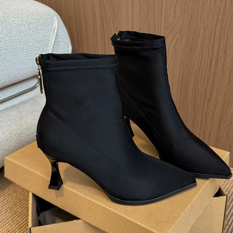 Модные женские ботильоны с острым носом на высоком каблуке, сексуальные модные туфли, дизайнерские роскошные лодочки, 2025 Зимние, для платья, для вечеринки, Челси, Botas Mujer