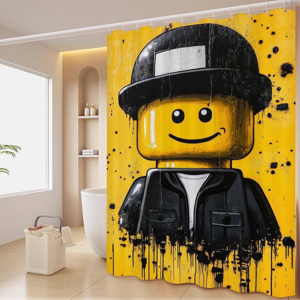 Мультяшная Абстрактная Веселая Различные Профессии L-Лего Занавеска для Душа, Декоративная Занавеска для Душа для Ванной Комнаты, Водонепроницаемая Занавеска для Душа с Крючками