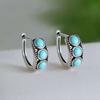 Imitation Natural Turquoise Traditional Ethnic Style Daily Basic Style Neutral Couple Niche Temperament Can Wear Ear Buckles