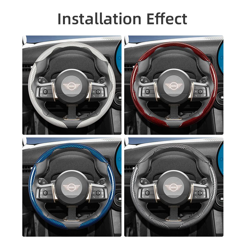 Suitable for Mini Carbon Fiber Texture Steering Wheel Cover with Segmented Quick-Release Design, Durable, for Models Such as Cooper 3-Door Countryman