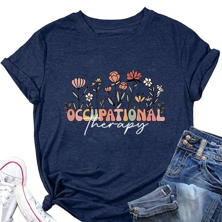 Летняя повседневная футболка с круглым вырезом OCCUPATIONAL THERAPY принт новый короткий рукав свободный топ