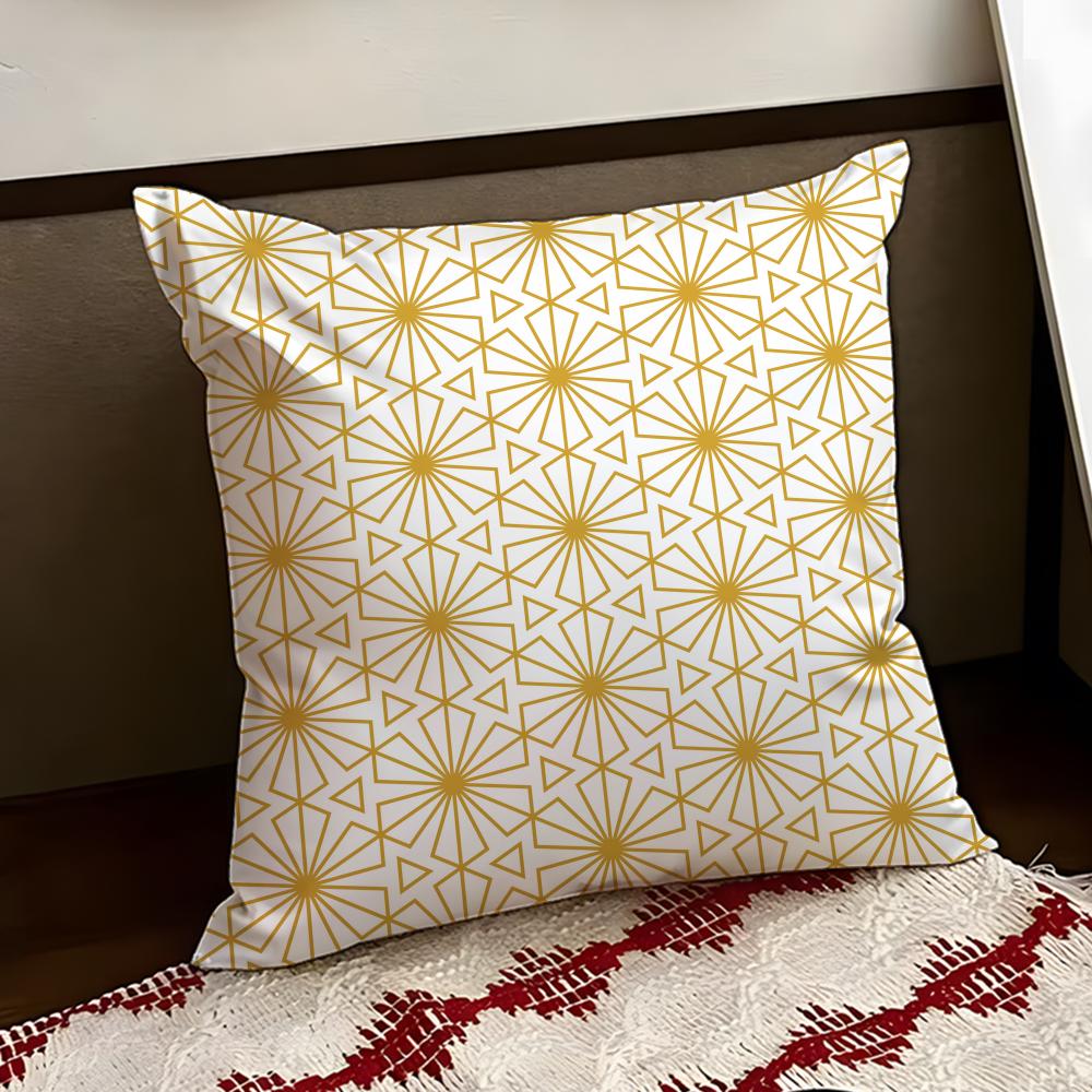 Japanese GGolden Lines Cushion Cover Reversible Soft Durable Pillow Cover Home  Car MultiScene Use for Daily Comfort