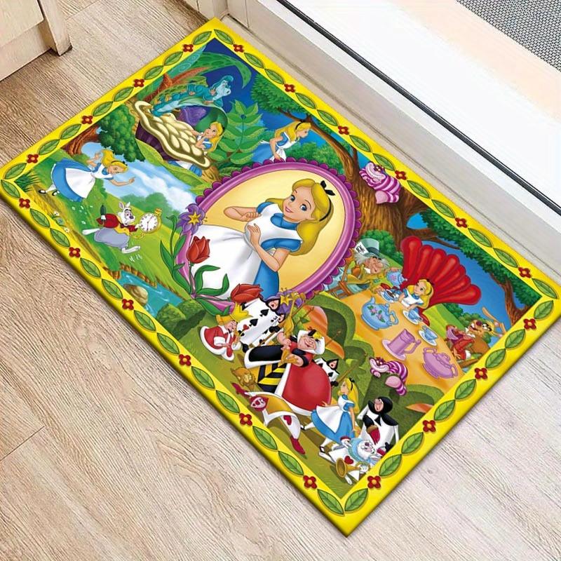 1pc Alice in Wonderland Pattern Area Rug Soft Flannel Floor Mat for Living Room,Office,Bedroom and Carpet,Sofa Coffee Table Floor Mat