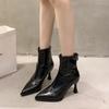 Fashion Autumn Winter Women Slim Ankle Boots New Fashion Elegant Pointed Toe Leather Shoes Thin High Heels Woman Modern Short Booties