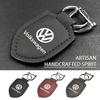 Valve Stems Caps Leather Car Shield Keychain Key Ring With Logo Decorative For Volkswagen VW Scirocco Passat Polo B5 B6 B7 CC Ti LB0