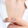 Sparkling Snow Flower Rose Color Silver Necklace