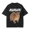 Rock Hyrax Awawa Cute Hyrax Meme T Shirts for Unisex Hyrax Lover Angry Hyrax TShirt Round Neck Tee Shirt Short Sleeve Clothes