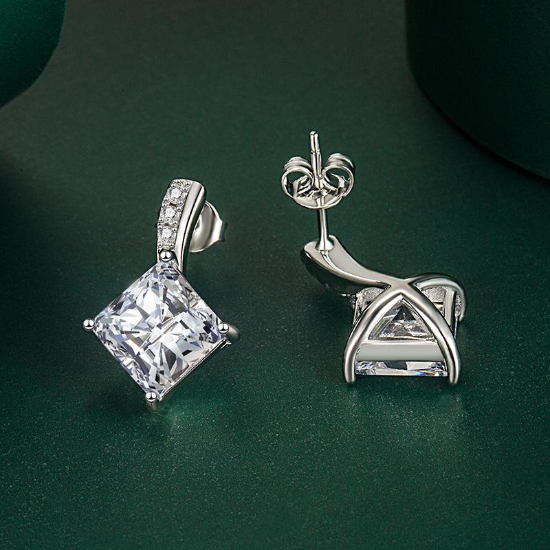 BELLA BOX Роскошные женские квадратные серьги-гвоздики с бриллиантами, подарок на свадьбу и помолвку