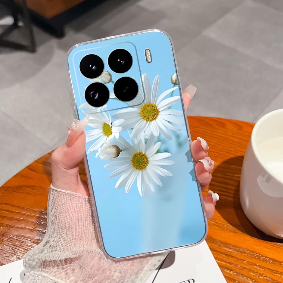 Cute Flower Case For Xiaomi 15 Pro Ultra Clear Soft Silicone Protective Bumper Cover For Xiaomi15Pro 15Ultra Anti Scratch Fundas