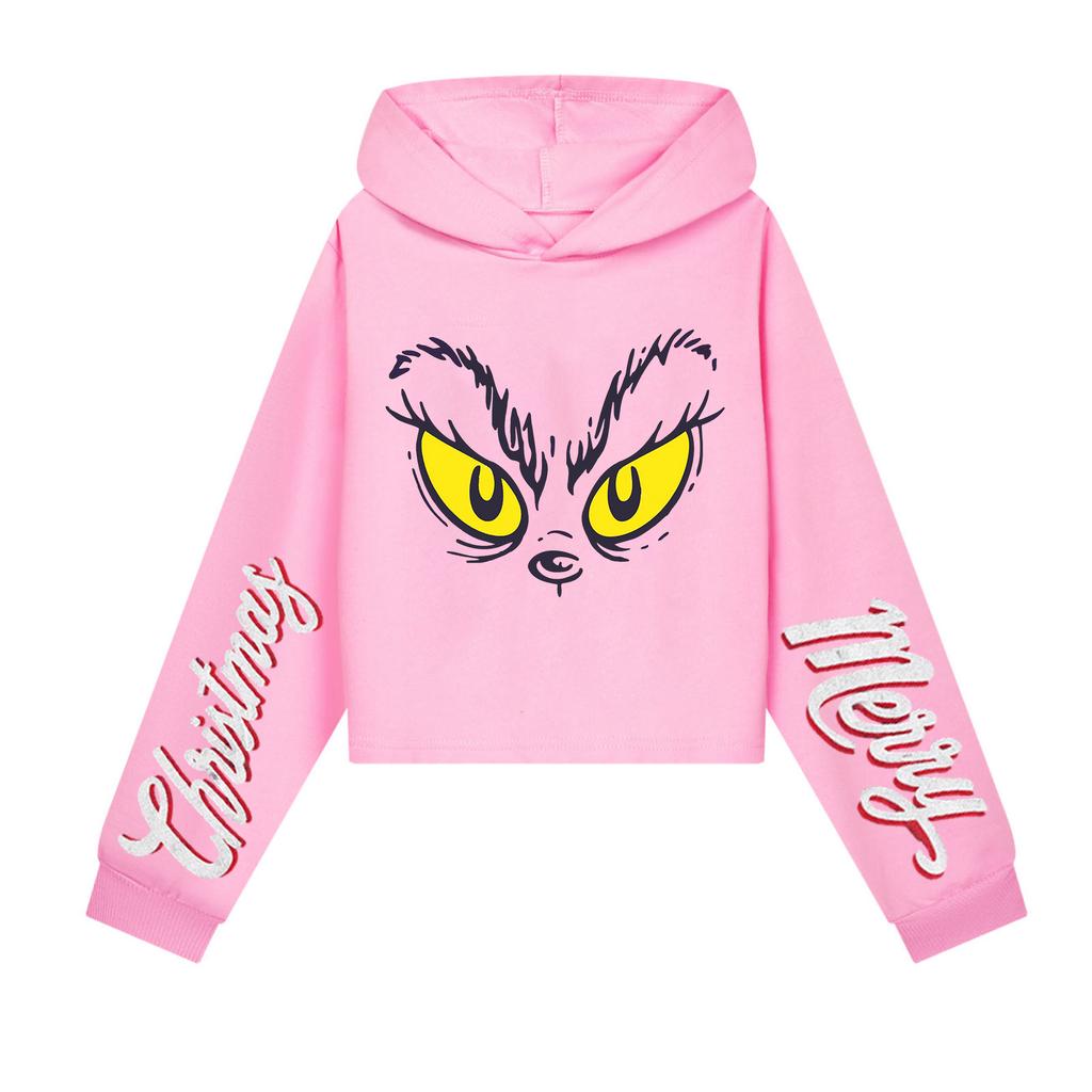 Kids' Casual Fashion Christmas Printed Long Sleeve Hooded Sweatshirt (No Drawstring)