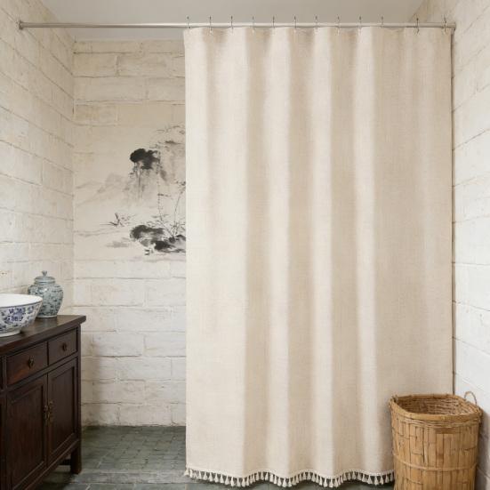 Бохо шторка для душа с кисточками, шторка для душа в стиле фермерского дома с бахромой, занавеска для ванной с люверсами и крючками для дома, автодома, декора ванной комнаты