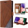 Case - Booling - for Samsung A22 5G - Elegant Leather Effect - Brown - with 2 Tempered Glasses
