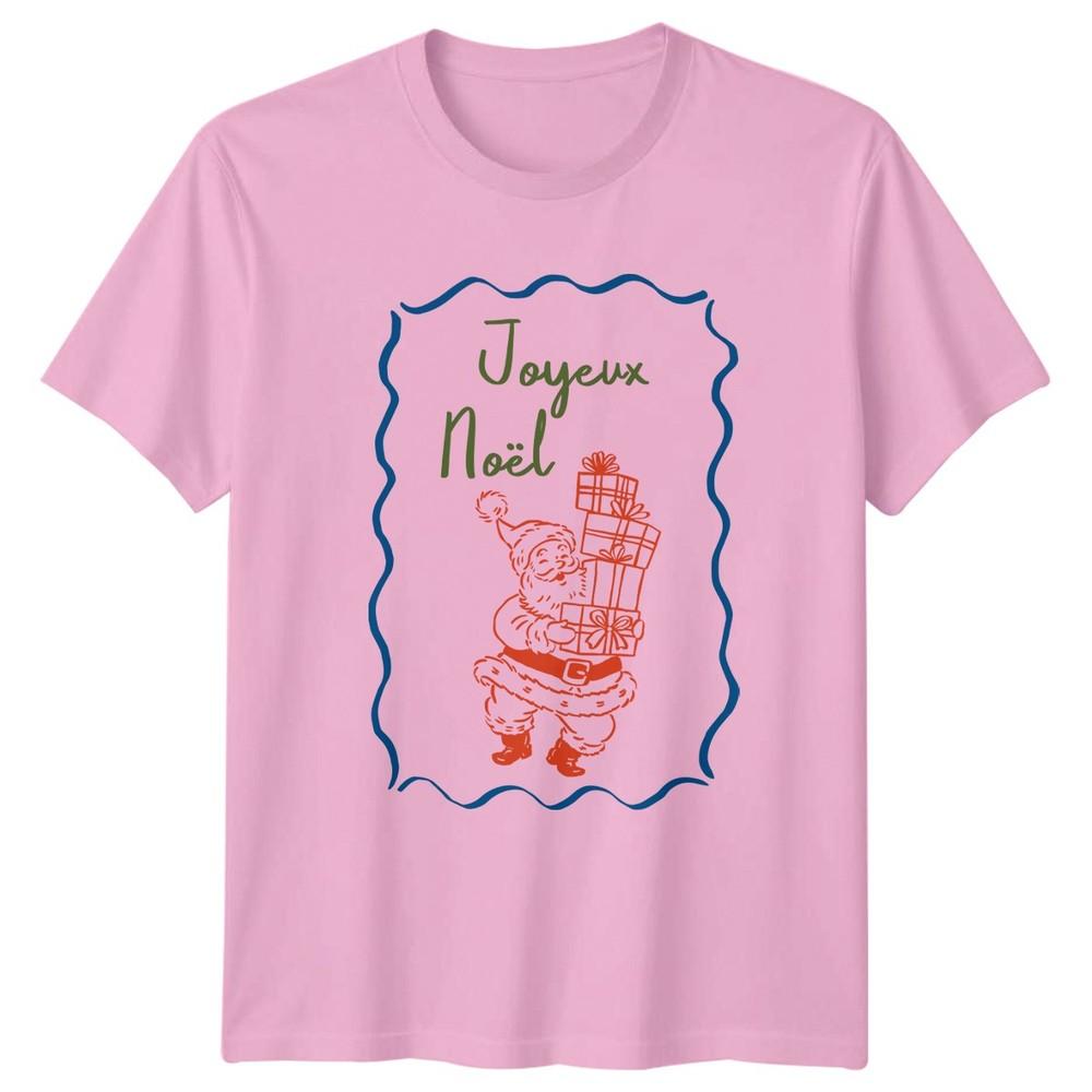 Joyeux Nol Santa Claus Christmas Holiday Unisexs TShirt Unisexs Tee Graphic Top