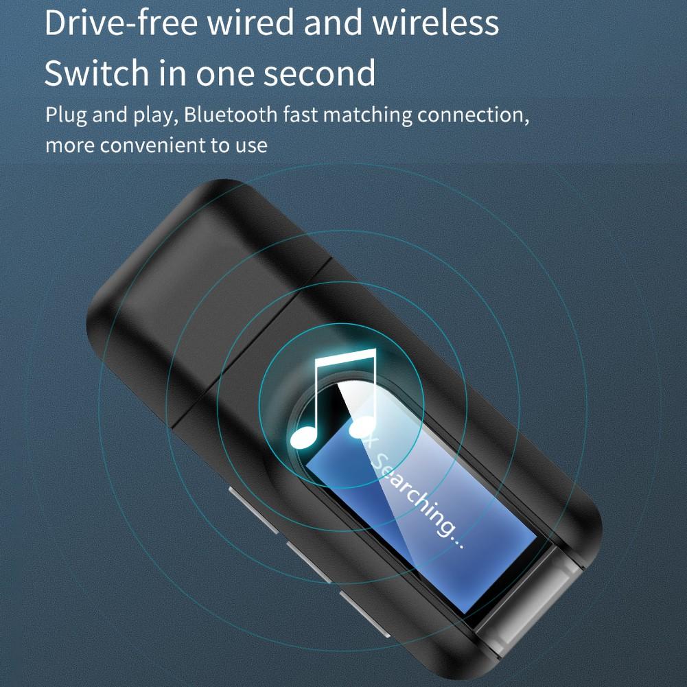 Приемник Bluetooth 5.0, передатчик, беспроводной аудиосигнал с адаптером ЖК-экрана, 3,5 мм, AUX, автомобильный Bluetooth, громкая связь