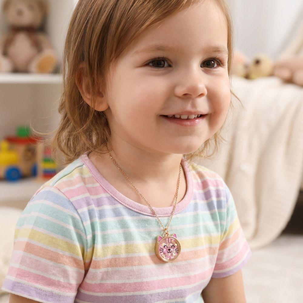 Cat Bear Charm Children's Necklace Cute Design Princess Costume Necklace  Kids Fashion