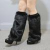 Plush Furry Leg Warmers for Women Cozy Winter Boot Toppers Cuffs Thermal Warm Fuzzy Foot Covers Footless Socks Gaiters