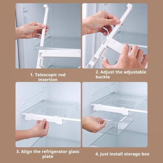 Выдвижной ящик для холодильника, органайзер, ящик для хранения, большая вместимость, простая установка, прозрачный холодильник
