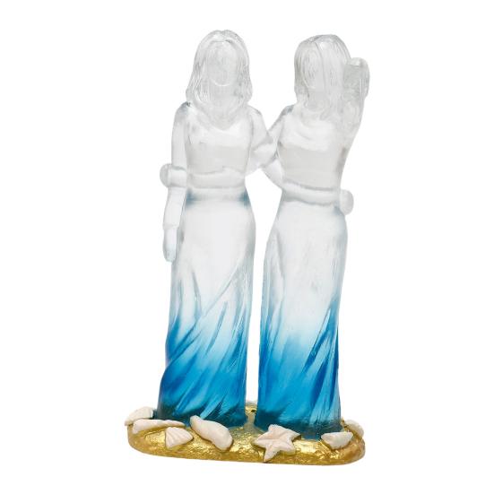 Sea Glass Style Sisters Friendship Figurine Resin 2/3/4 Sisters Hugging Sculpture Memorial Keepsake Gift for Sister Best Friend Woman