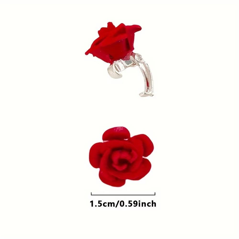 10pcs Fashion Korean Rose Hair Clip Red Mini Hair Claw Resin Hair Buckle Valentine's Day