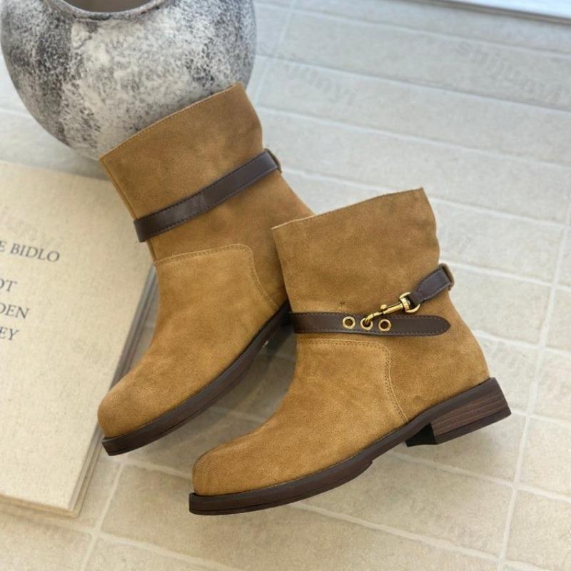Модные женские ботинки с пряжкой-ремнем, рыцарские ботинки, осень 2025, новые, винтажные, на платформе, джинсовые ботинки, увеличивающие рост, нескользящие, износостойкие, короткие ботинки